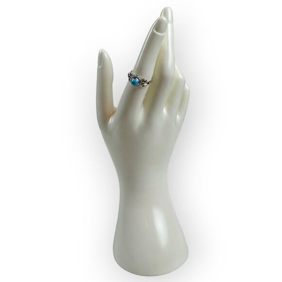 Vintage Sterling Silver Ring with Blue Stone Size 7 - Picture 4 of 6